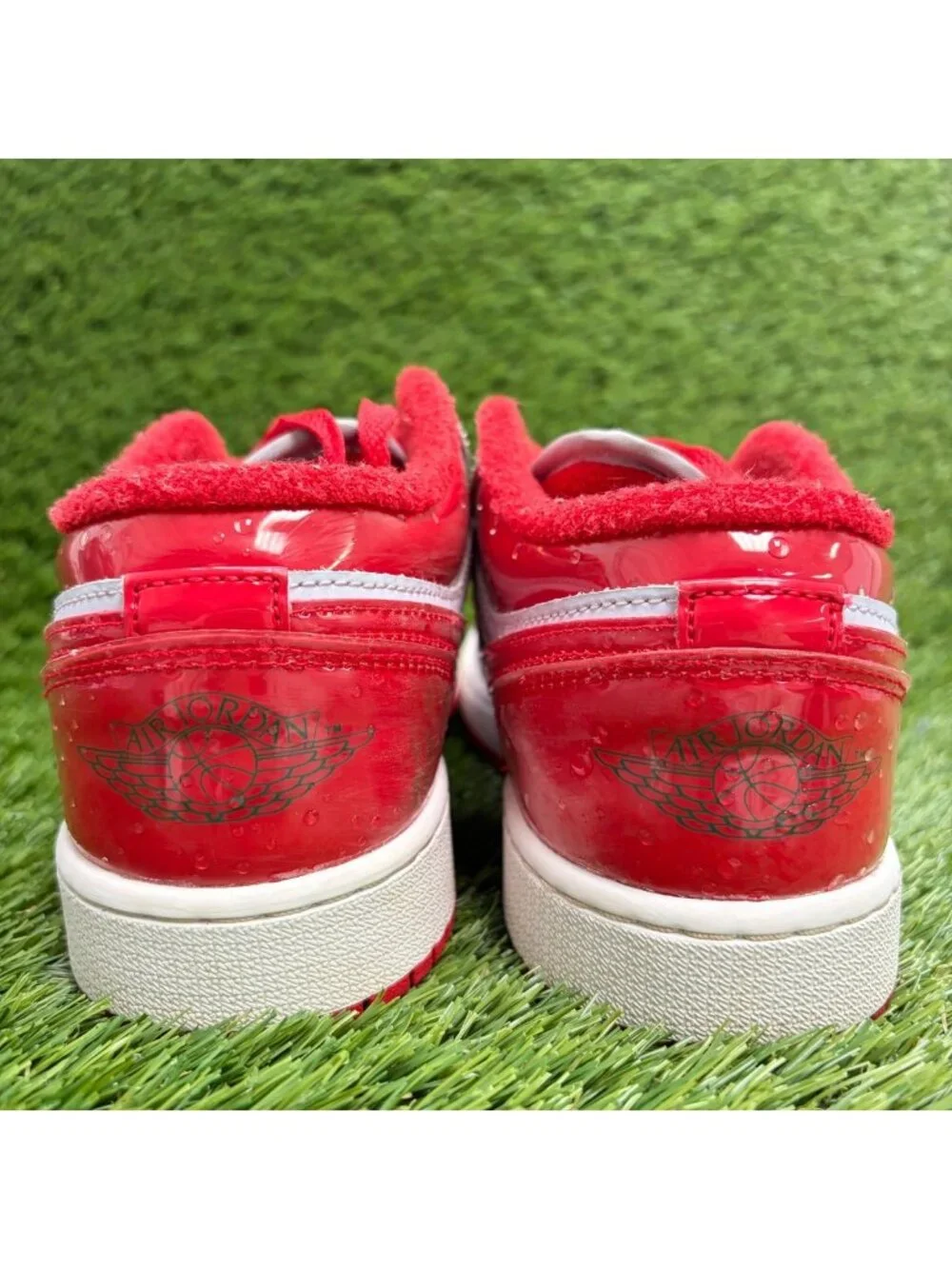 Nike Air Jordan 1 Low SE Boys Size 5.5Y Gray Red Athletic Leather Shoes Sneakers